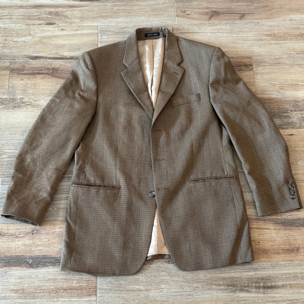 Ralph Lauren Woolmark Blazer Jacket Mens‎ 42L Houndstooth Dillard's Exclusive